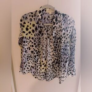 Anthropologie Cloth and Stone Dip Dye Cheetah Buttondown